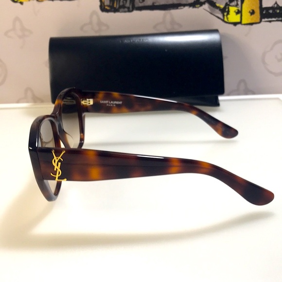 💯- New SAINT LAURENT SLM8 Cat Eye HAVANA Brown Frame/Grey Lenses Sunglasses - Picture 7 of 14